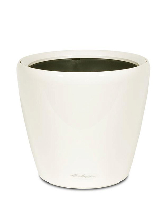 Кашпо Lechuza "Classico LS Complete white high gloss" (пластик), D50xH47 см Белый блестящий