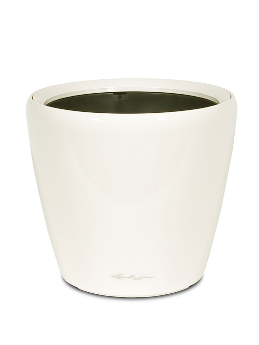 Кашпо Lechuza "Classico LS Complete white high gloss" (пластик), D50xH47 см Белый блестящий